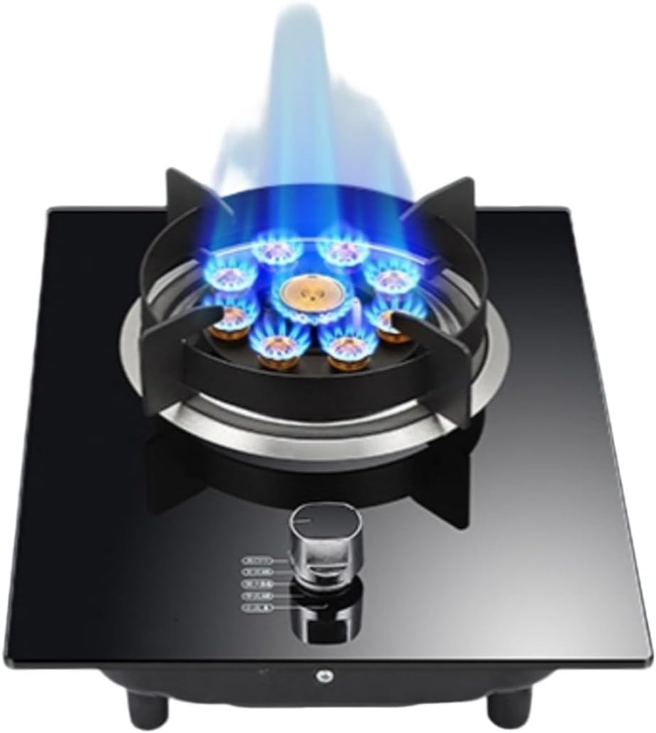 Portable Single Burner Gas Stove,Indoor Gas Stove LPG/NG Tempered Glass Panel Wok,Suitable for RV Home Camping Garden(LPG)