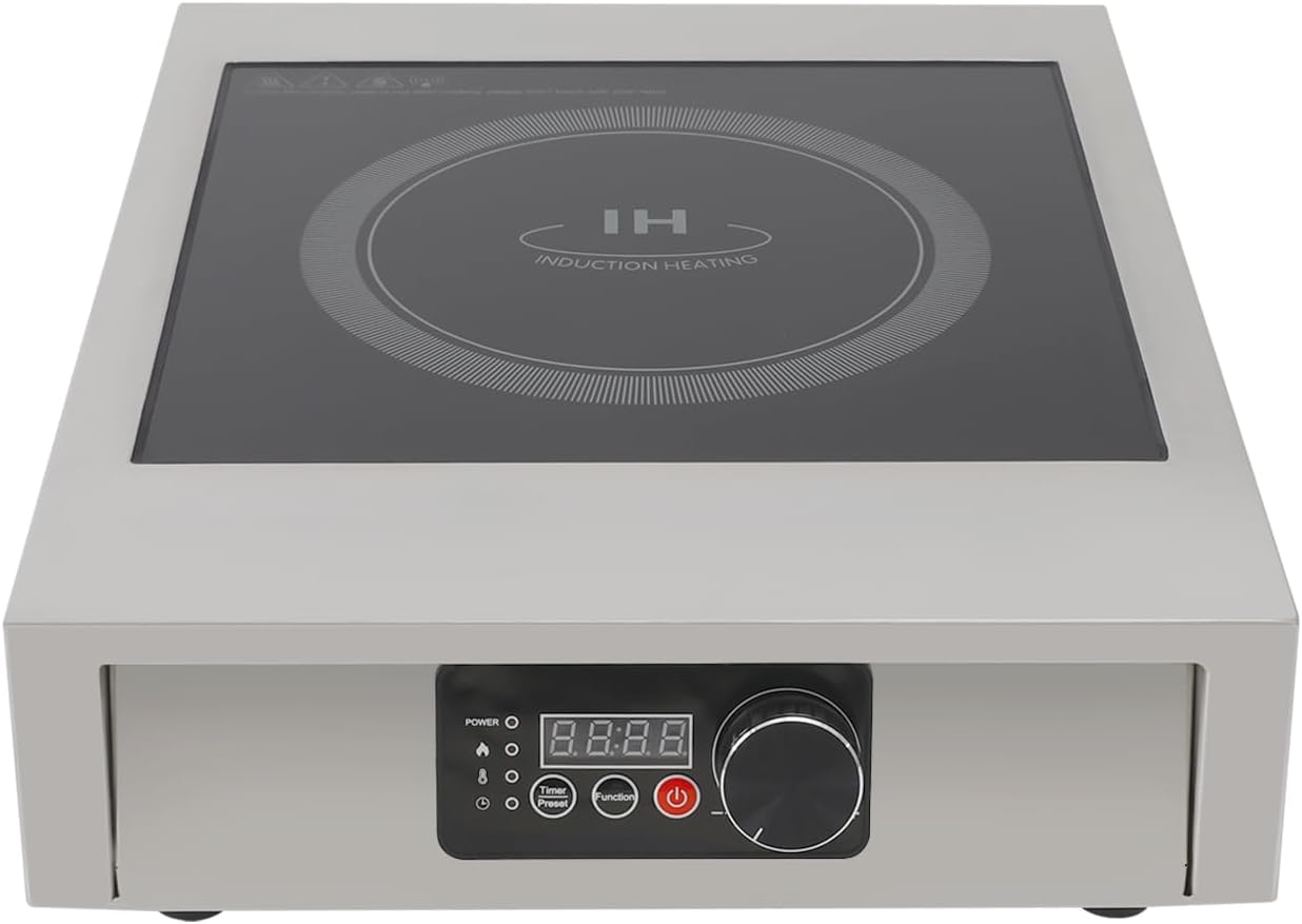 3500W Commercial Induction Cooktop, Professional Portable Electric Stove with LED Display, Single Burner Hot Plate for Cooking, 110V, Compact Design (17.72'x13.78'x4.72')