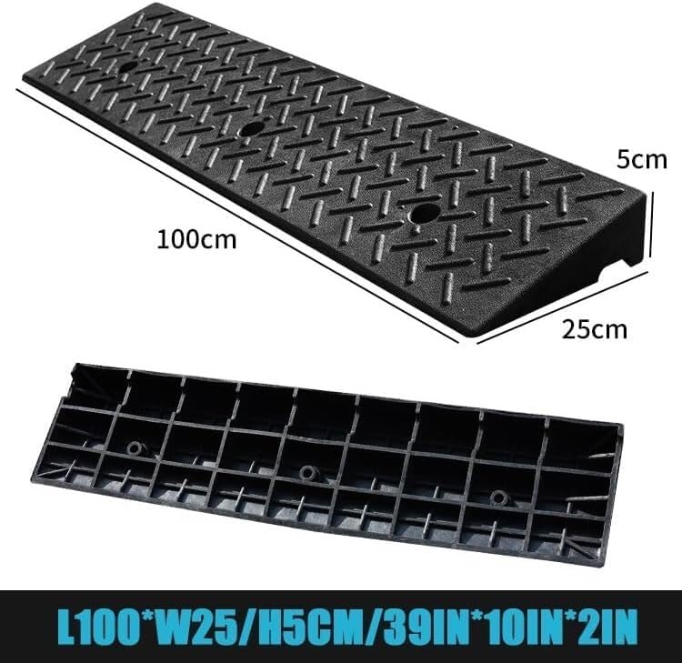Rubber Ramps Rubber Threshold ramp, Portable Kerb, Non-Slip Transition(100 * 25 * 5cm/39 * 10 * 2in)