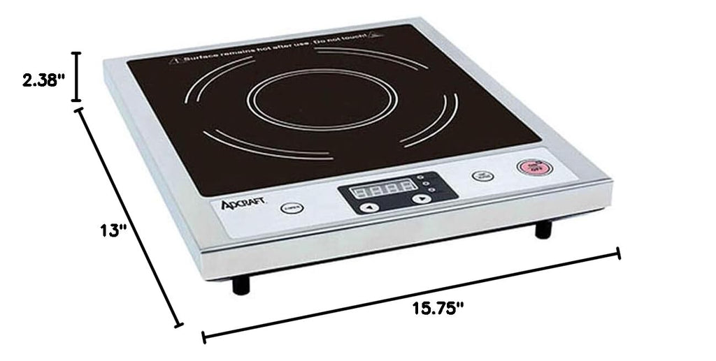 Adcraft IND-A120V Slim Design Countertop Induction Range Cooker with One Burner, Stainless Steel, 120v, Silver, 13 in. W x 15.75 in. D x 2.38 in. H
