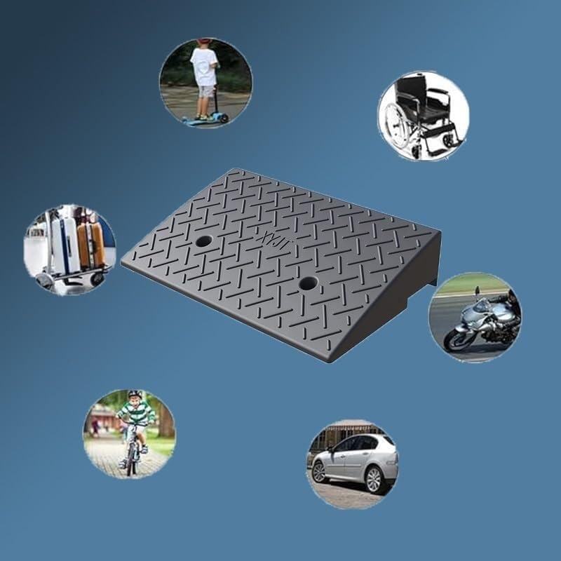Rubber Ramps Threshold ramp, Rubber Road Curb ramp, car ramp pad with Anti-Slip Surface(50 * 32 * 11cm/50 * 12.6 * 4.3in)