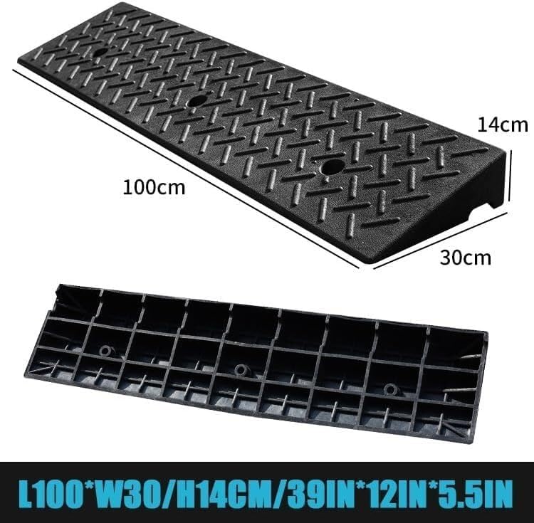 Rubber Ramps Rubber Threshold ramp, Portable Kerb, Non-Slip Transition(100 * 30 * 14cm/39 * 12 * 5.5in)