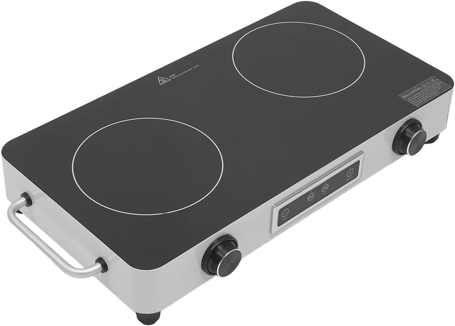 2 Burner Electric Cooktop 1100W Countertop Stove Top with Knob Control 110-120V Plug in Electric Cooktop with Touch Control & Timer for Kitchen, RV, Apartment (Silver)