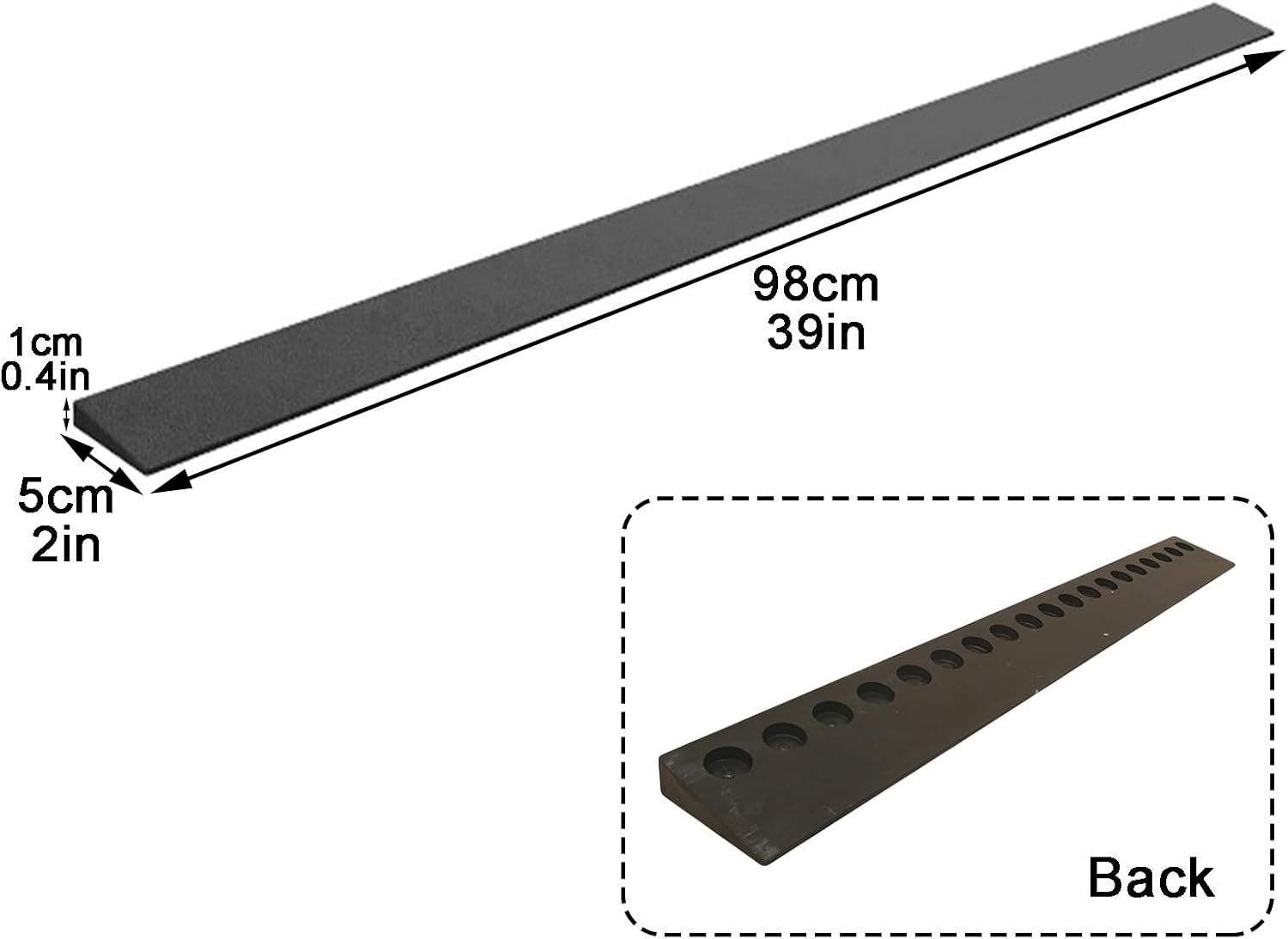 Wheelchair Ramp Nonslip Threshold Ramp Angled Rise Rubber Curb Ramp Portable Lightweight for Doorways Stairs Steps(98 * 5 * 1cm/39 * 2 * 0.4in)