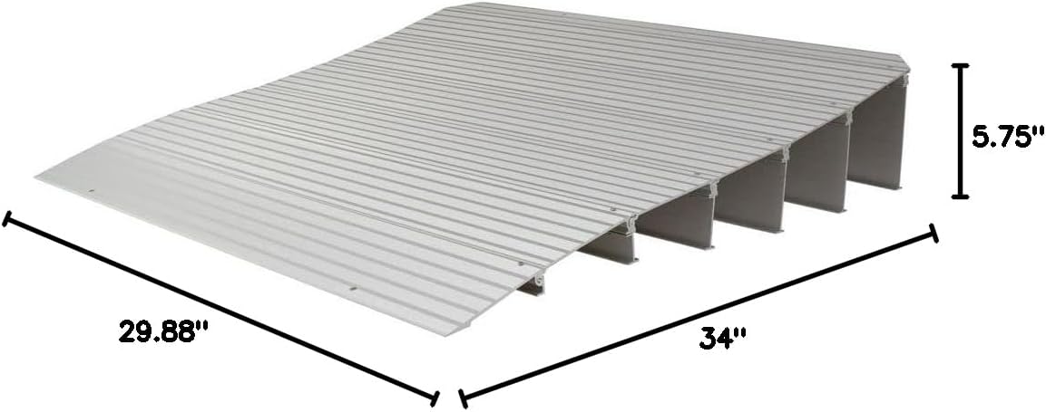 Silver Spring 6-1/4' High Aluminum Mobility Threshold Ramp for Wheelchairs, Scooters, and Power Chairs
