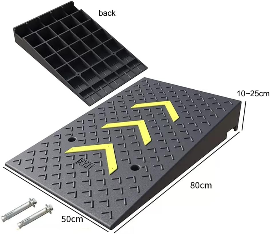 Driveway Curb Ramp 10' Rise Rubber Threshold Ramp Heavy Duty Loading Ramp Doorway Wheelchair Ramp For Shed Garage Car Loading Dock Trucks(50 * 80 * 14cm/20 * 31 * 5.5in)