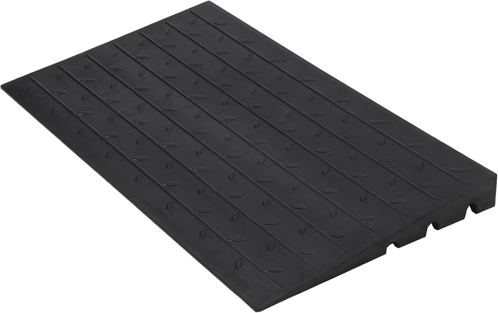 Rubber Threshold Ramp, 4' Ramp for Wheelchair, Scooter, 3 Channels Doorway Ramp, Wheelchair Ramp, Handicap Ramps for Home Entry, Driveway, Curbs, Steps with Slip-Resistant Surface, 2500 Lbs Capacity