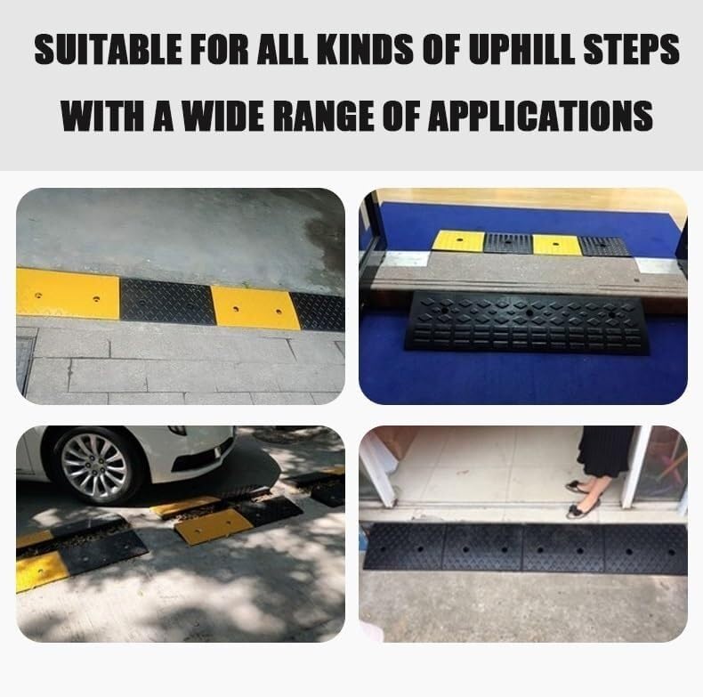 Rubber Ramps Rubber Threshold ramp, Portable Kerb, Non-Slip Transition(100 * 25 * 7cm/39 * 10 * 2.7in)