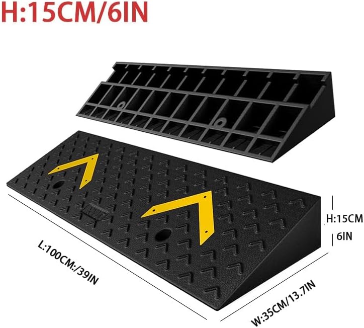 Rubber Car Slope Ramp, Heavy Duty Loading Ramp, 3' 4' 5' 6' Rise Height Threshold Ramp, Wheelchair Ramp for Home/Door/Floor/Indoor Step(100 * 35 * 15cm/39 * 13.7 * 6in)