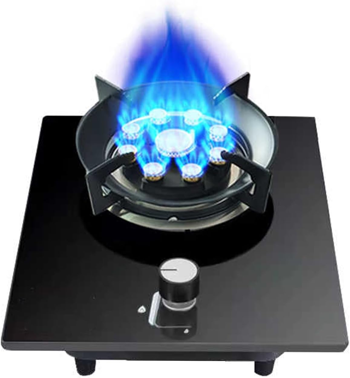 Gas Cooker 1 Burner,Countertop Stove 5.0KW Nine-Chamber Fire Ring Frying Pan,Accidental Flameout Protection Device,NG/LPG Gas Conversion(NG)