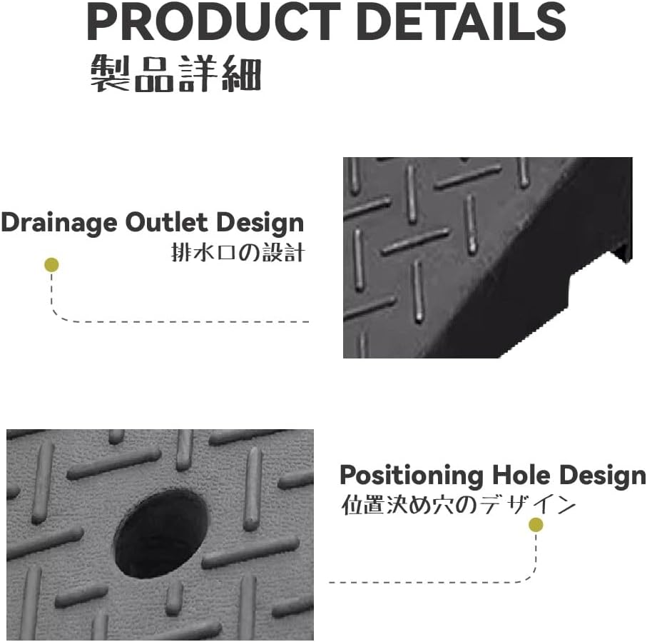 Threshold Ramp Sidewalk Curb Ramps Rubber Kerb Ramp Stairs Slope Ramp Doggy Door Ramp for Car Motorcycle Wheelchairs Scooter Bike Truck Forklifts(19.7x31.5x5.1in)