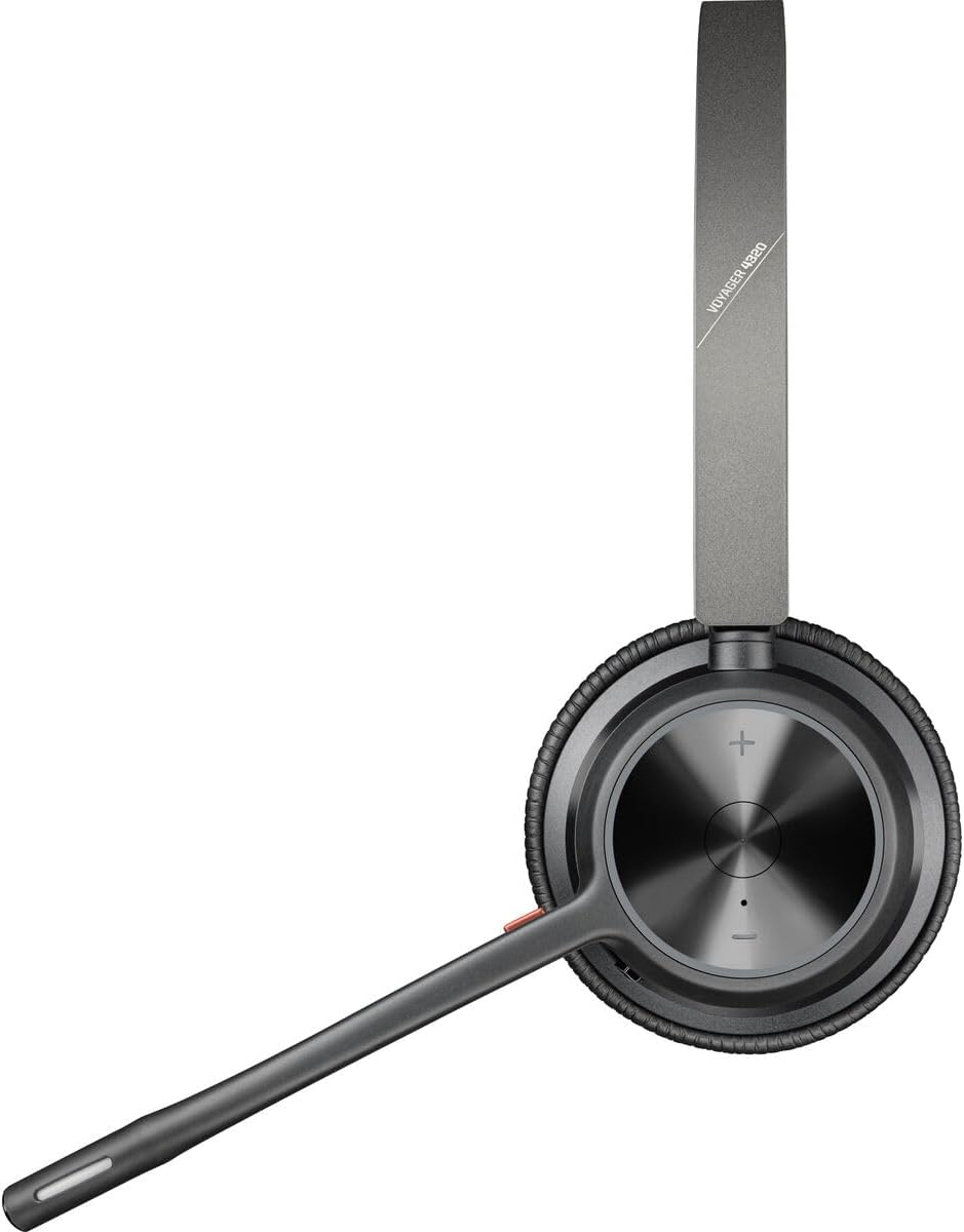Poly - Voyager 4320 UC Wireless Headset (Plantronics) - Headphones with Boom Mic - Connect to PC/Mac via USB-C Bluetooth Adapter, Cell Phone via Bluetooth - Works with Teams, Zoom & More,Black