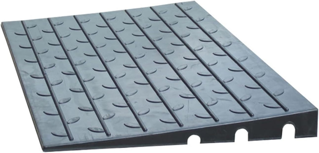 Curb Ramp Rubber 3' Rise Non-Slip Threshold Ramps with 3 Channels Cord Cover for Scooter Sweeping Carts in Doorways