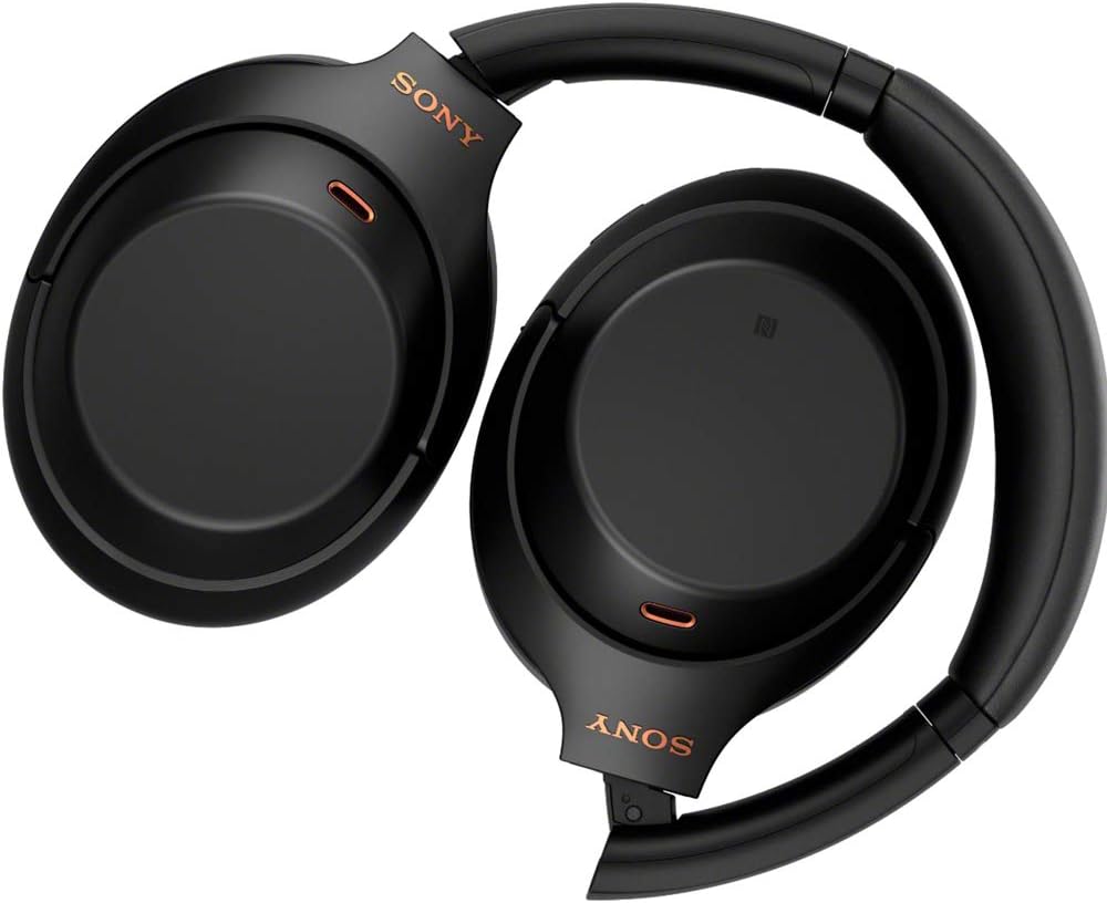 Sony WH1000XM4/B Premium Noise Cancelling Wireless Over-The-Ear Headphones Bundle with Deco Gear Wood Headphone Display Stand and Protective Travel Carry Case