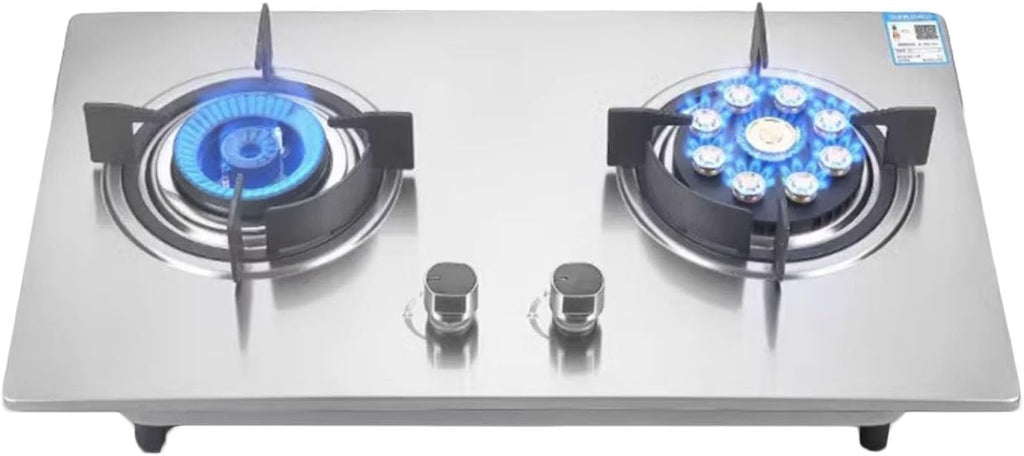 Propane Stove,2 Burners Portable Propane Stove,Stainless Steel Gas Cooktop,Maximum 17742.4BTU Suitable for RV Apartments and Kitchen(silver) (Color : LPG)