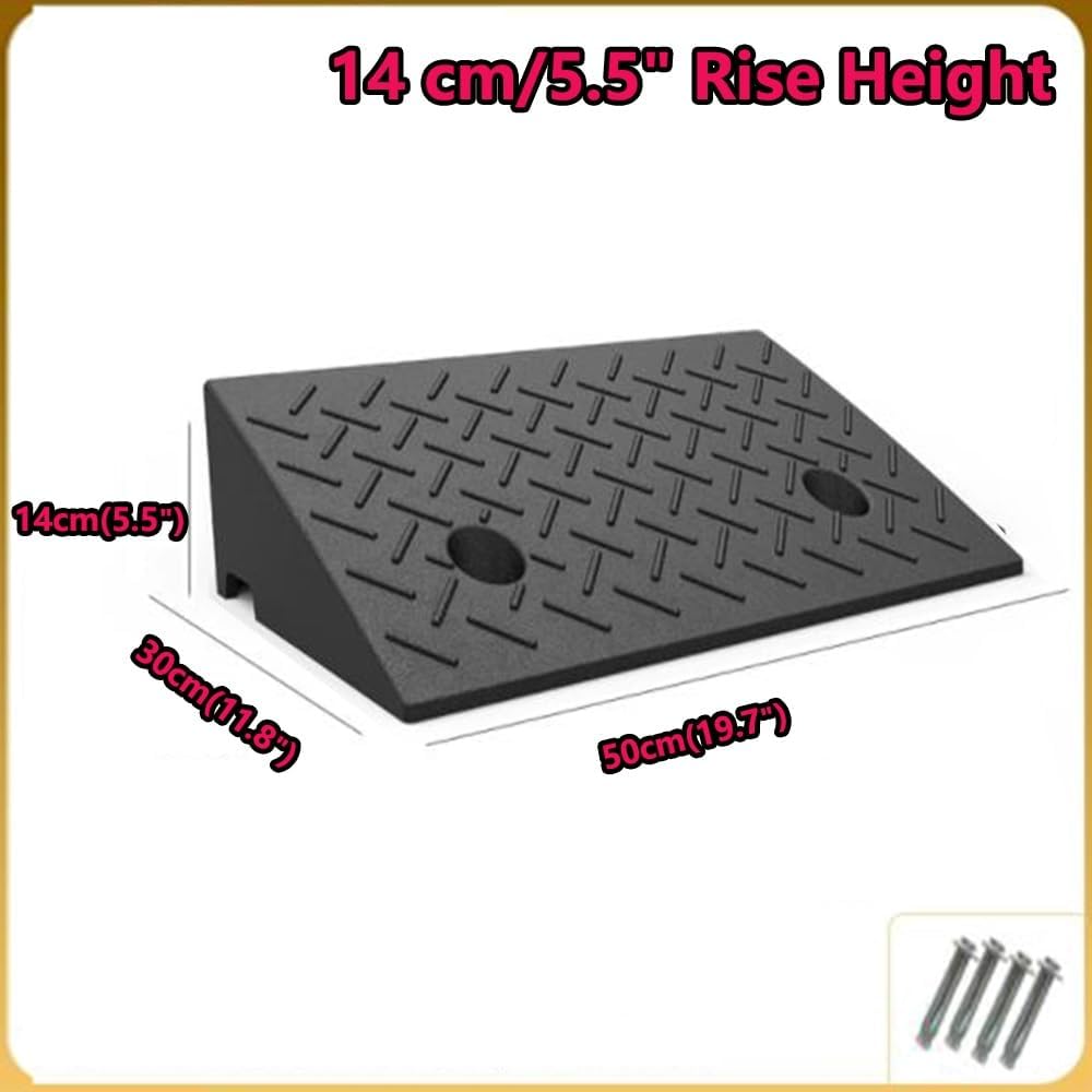 2 Pcs Driveway Curb Ramps, Rubber Wheelchair Ramp Portable Doorway Threshold Ramp, Heavy Duty Loading Ramp Shed Ramps for Cars Warehouse Dock(H 14 CM/5.5')