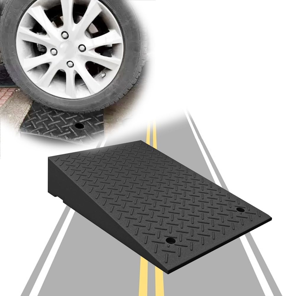 Heavy Duty Rubber Car Curb Ramps Portable Threshold Ramp Loading Ramp Slope Motorcycle Pad for Driveway Sidewalk Loading Dock Black(19.7x31.5x4.3in)
