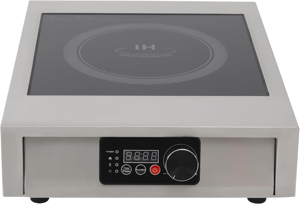 Electric Hot Plate for Cooking Portable Single Burner 3500W Stainless Steel hot plates Heat-up in Seconds Adjustable Temperature Control Stainless Steel Non-Slip Rubber Feet for Home Dorm