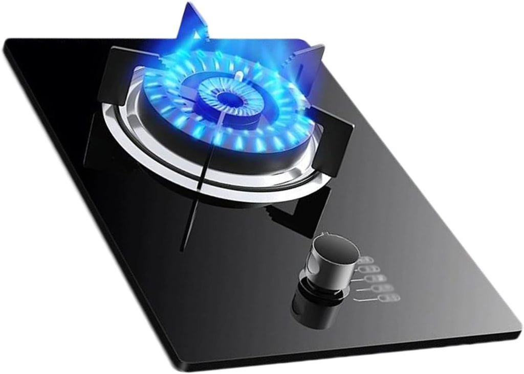Gas Stove Single Burner,5.2KW Tempered Glass Stove,NG/LPG Conversion Stove,Desktop Embedded Dual-purposewith Flameout Protection(NG)