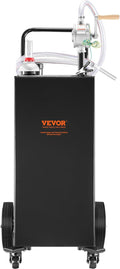 VEVOR Fuel Caddy 30 Gallon, Portable Gas Caddy Fuel Storage Tank with 4 Wheels & Manual Transfer Pump, Gasoline Diesel Fuel Container for Cars, Lawn Mowers, ATVs, Boats, Black
