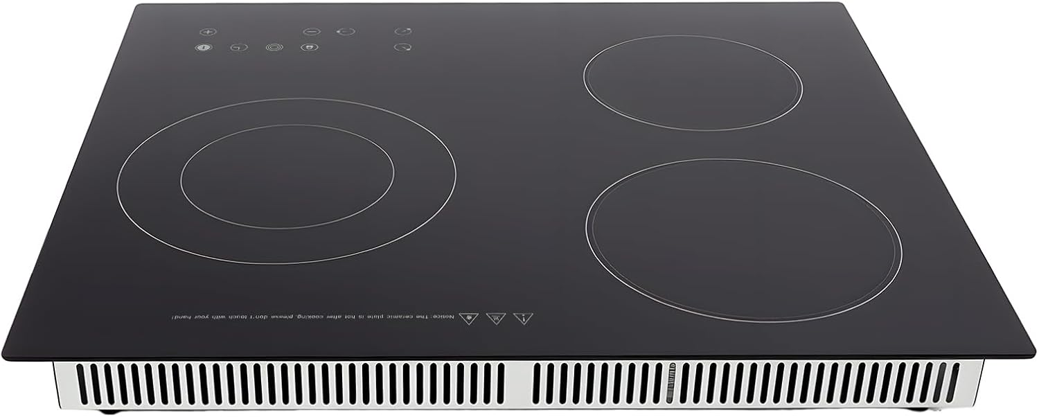 Electric Ceramic Cooktop with 3 Burners, 23.23Inch Built-in Electric Stove Top, 110V 2600W Cooktop with Timer, Senor Touch Control, 9 Heating Level & Child Safety Lock