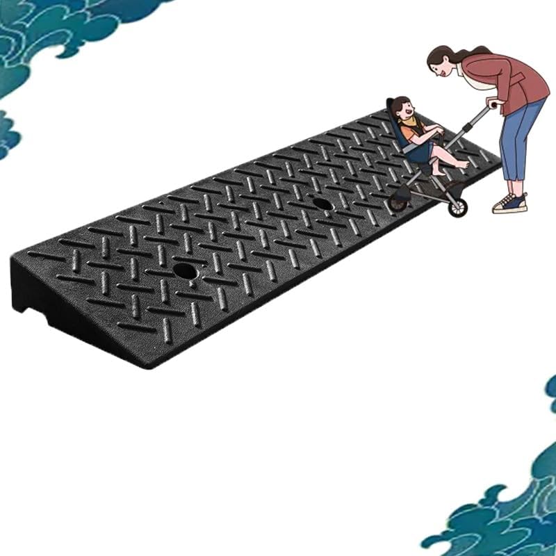 Driveway Curb Ramp, 4in Rise Threshold Ramp Portable, Heavy Duty Loading Ramp, Rubber Wheelchair Ramp for Home/Front Door/Yard/Patio/Entry(100 * 25 * 6cm/39 * 10 * 2.3in)