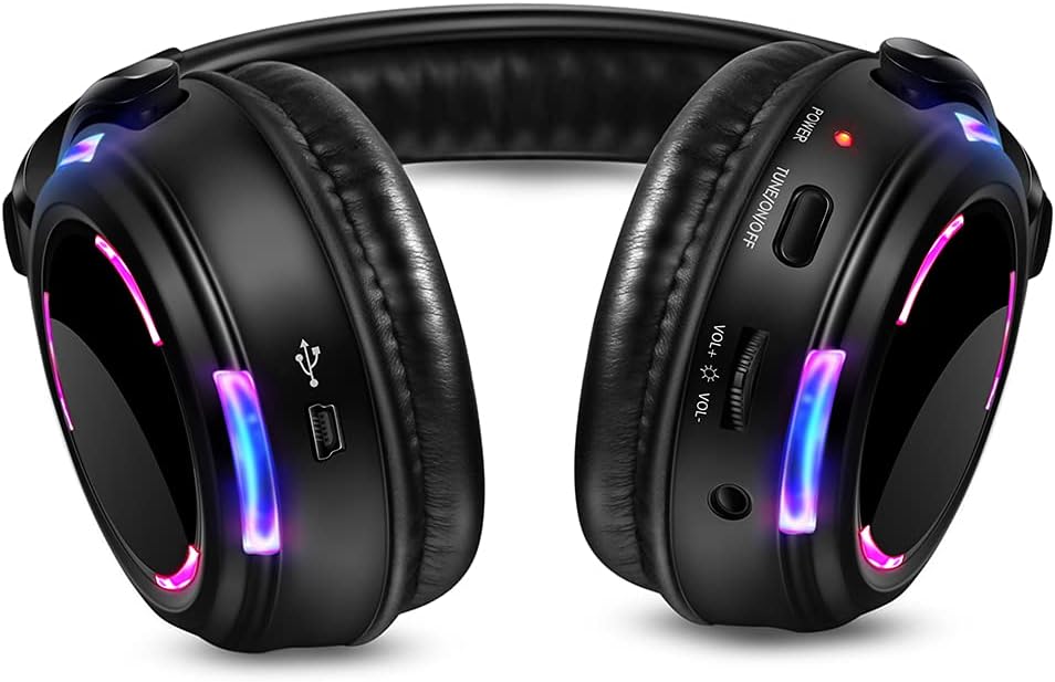 Professional Silent Disco LED Wireless Headphones and RF LED Silent Disco Earphones for iPod MP3 DJ Music Pary Club (10 Headphone + 1 Transmitter)