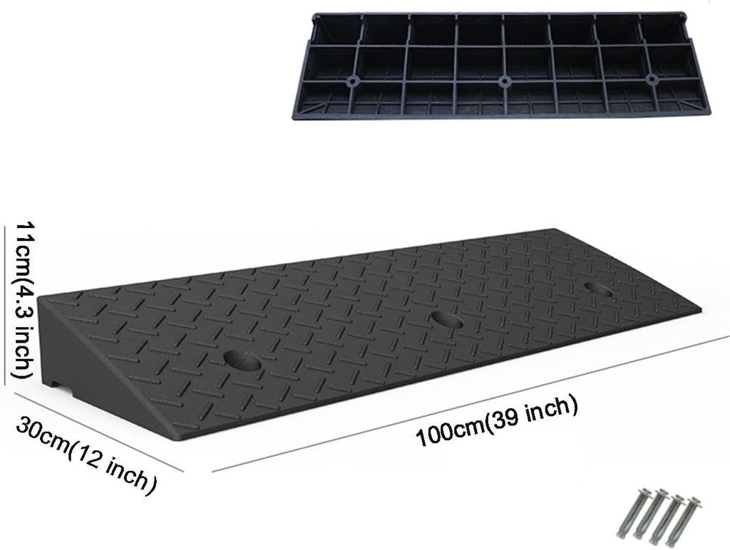 Rubber Kerb Ramp, Heavy Duty Threshold Ramps,Height 3.9/4.3/4.7/5.1/5.5/5.9 inches,Curb Ramp for Driveway, Mobility Scooter/Door/Step(Height 10cm (4 inch))