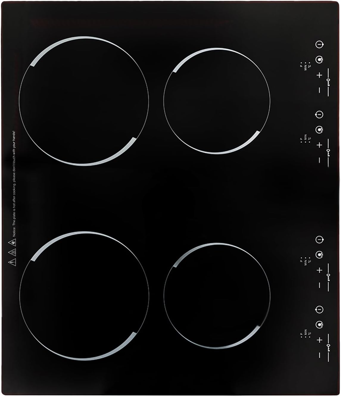 4 Burners Electric Ceramic Induction Cooktop 3000W Built-in Cooktop Electric Stove Top with 9 Heating Level, Safety Lock, Sensor Touch Control for Kitchens, Offices,Hotels (900W+600W+900W+600W)