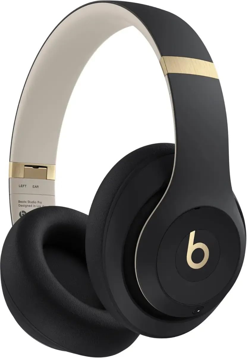 Beats Studio Pro - Wireless Noise Cancelling Over-The-Ear Headphones - Black & Gold (Renewed)