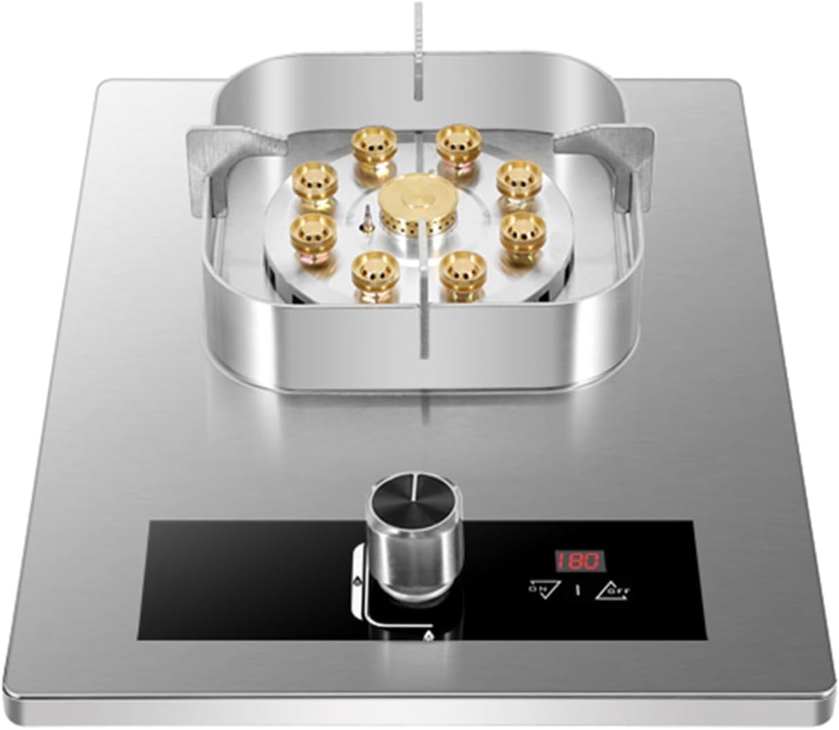 5.2KW Gas Stove,Gas Cooker 1 Burner,Gas/LP Gas Conversion Stove,Tempered Glass Cast Iron Pot Rack,with Flameout Protection,for Home Kitchen(LPG)