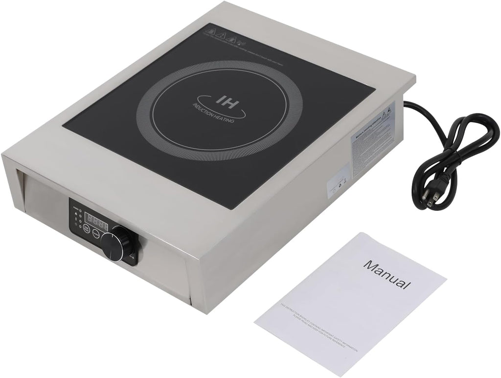 Electric Hot Plate for Cooking Portable Single Burner 3500W Stainless Steel hot plates Heat-up in Seconds Adjustable Temperature Control Stainless Steel Non-Slip Rubber Feet for Home Dorm