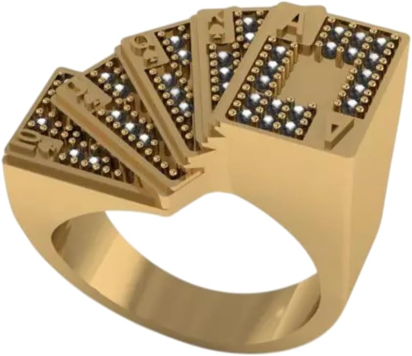 Pokers Game Card Ring Gothic Playing Cards Royal Flush Spades Deck Of Card Men's Biker Rider Gambler Ring 925 Sterling Silver Handcrafted Mens King Of Diamonds Casino Lovers Lucky Jewelry