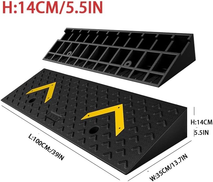 Rubber Car Slope Ramp, Heavy Duty Loading Ramp, 3' 4' 5' 6' Rise Height Threshold Ramp, Wheelchair Ramp for Home/Door/Floor/Indoor Step(100 * 35 * 14cm/39 * 13.7 * 5.5in)