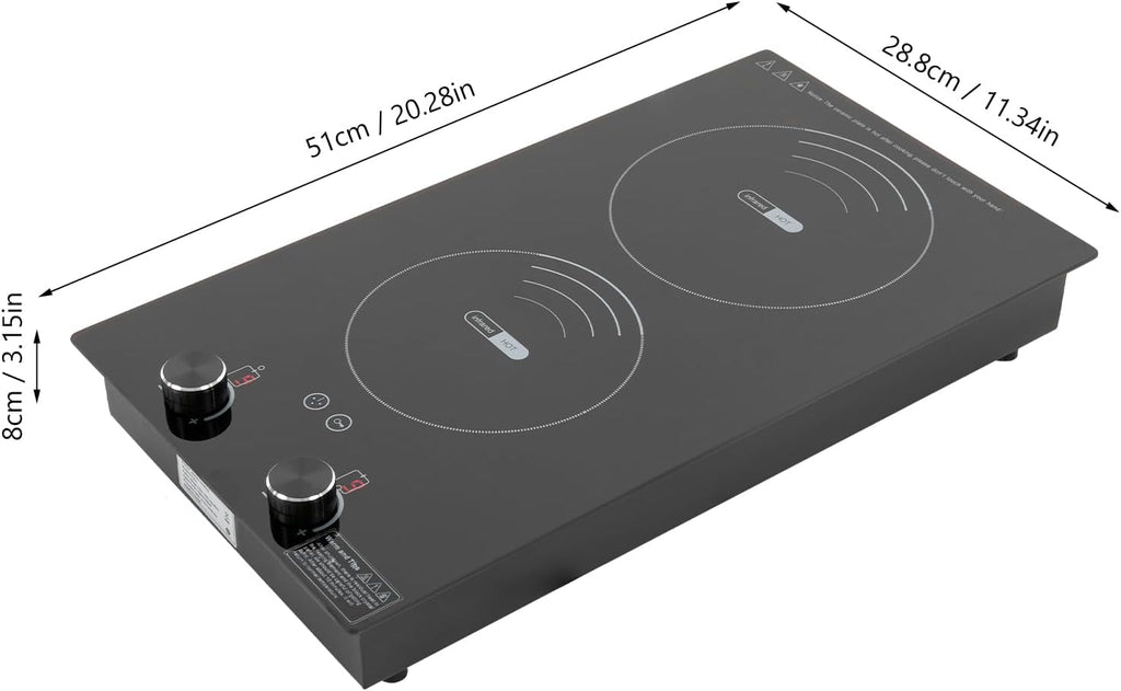 Electric Cooktop, 110V Electric Ceramic Cooktop, Double-burner Ceramic Electric Hob, Portable Countertop Burner, Touch Control, 1800W Countertop Burner, Electric Hob Top with Knob Control