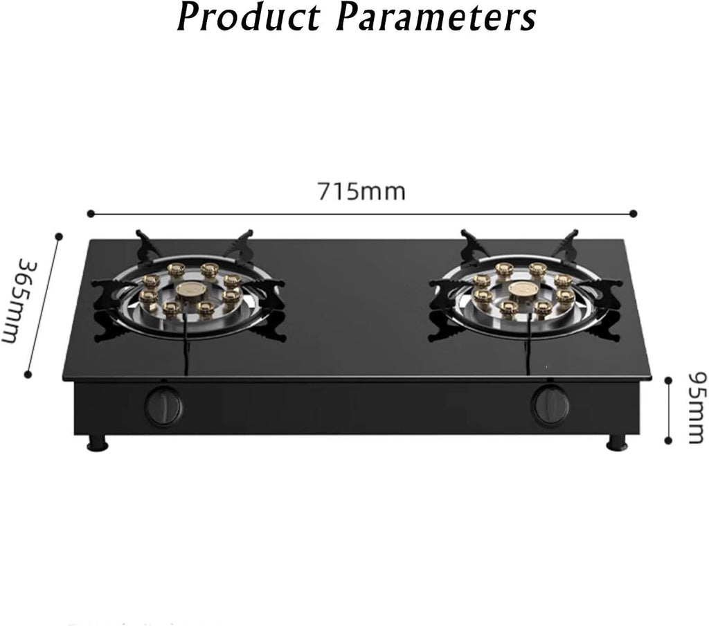 Propane Stove 2 Burners Portable Propane Stove,14330.4BTU High Power Tempered Glass Gas Cooktop for Home Use Food Stalls and Canteens (Color : LPG, Size : Style 1)