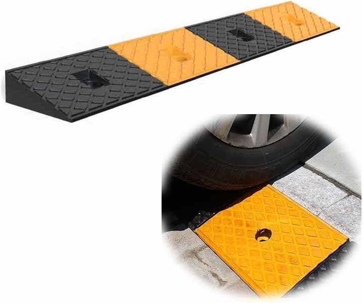 Rubber Curb Ramp, Portable Threshold Ramp, 1.2-6' Rise Entry Slope Ramp, Splicable Step Pad for Home/Front Door/Yard/Patio/Entry(100 * 25 * 10cm/39 * 10 * 4in)