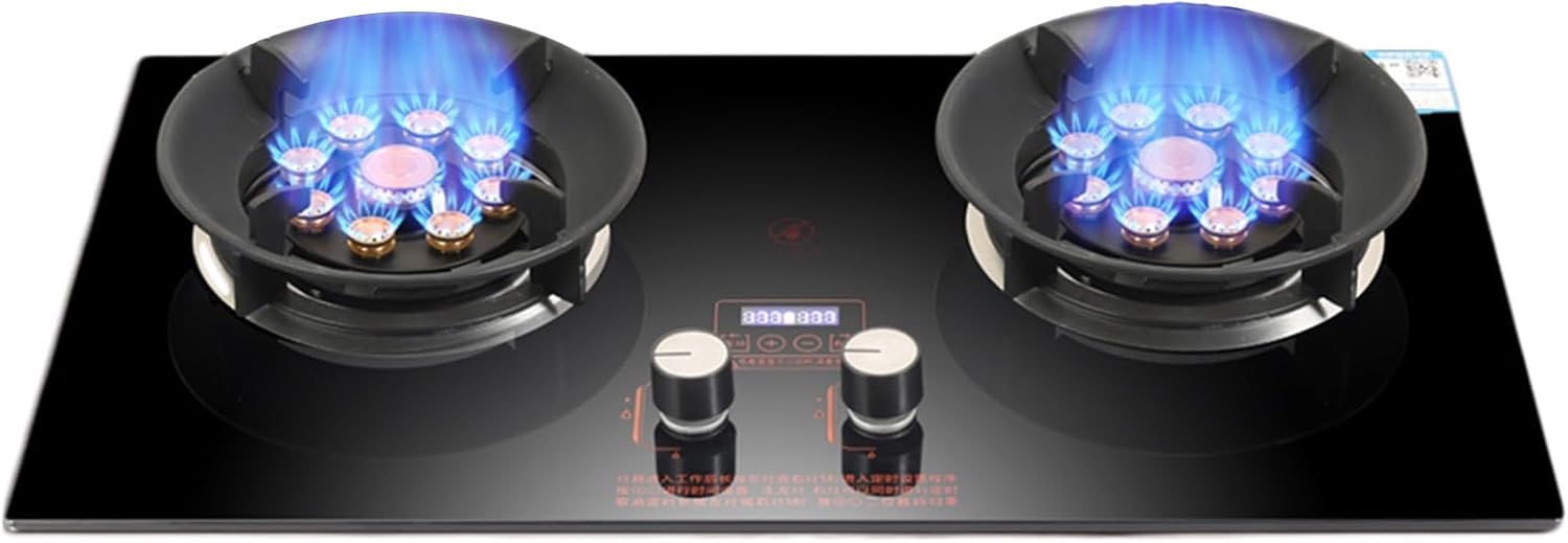 Propane Stove,2 Burners Portable Propane Stove,tempered Glass Gas Cooktop,Maximum 17742.4BTU Great for Family Restaurants and Food Trucks (Color : NG)