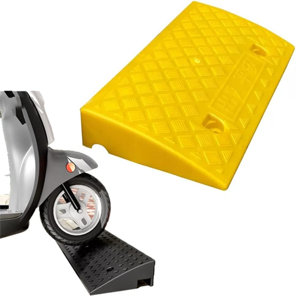 Set of 2 Curb Ramps Plastic 1.2-8.7inch, Yellow Green Driveway Ramps, Heavy Duty Threshold Ramps, Portable Curb Ramps for Wheelchair Motorycle (Color : A, Size : 2_19.6X20X7.5IN-50X50X19CM)