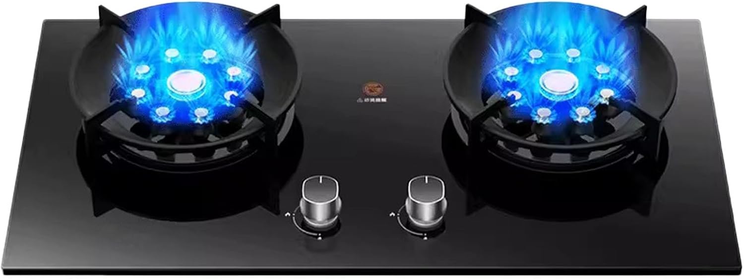 Propane Stove,2 Burners Portable Propane Stove,Maximum 17742.4BTU Tempered Glass Gas Cooktop Suitable for Kitchen Outdoor RV and Apartments (Color : LPG, Size : Style 1)