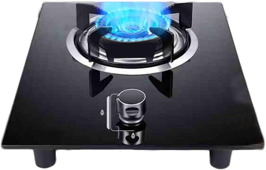 Gas Stove Single Burner,5.2KW High Flame Burner,Tempered Glass Cooktop,NG/LPG Convertible Stove,Desktop Embedded Dual-Purpose,with Flameout Protection(LPG)