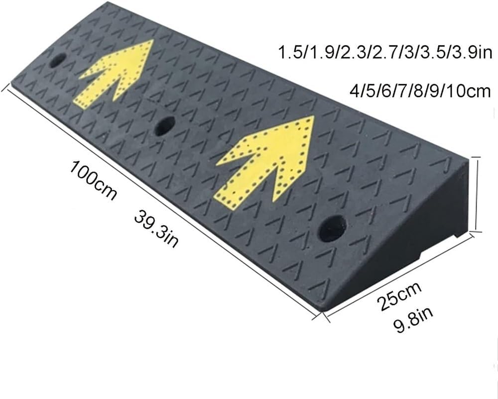 JIUYUEYA Car Driveway Rubber Curb Ramps, Recycled Rubber Power Threshold Ramp, for Sidewalk, Usable As Wheelchair Ramp,Threshold Ramp, Ramp Ramps (Size : 100 * 25 * 8cm(39.3 * 9.8 * 3in))