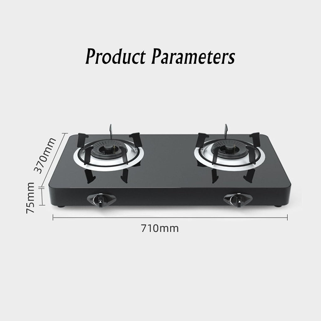 Propane Stove 2 Burners Portable Propane Stove,17742.4BTU High Power Tempered Glass Gas Cooktop for Home Use Food Stalls and Canteens (Color : LPG)