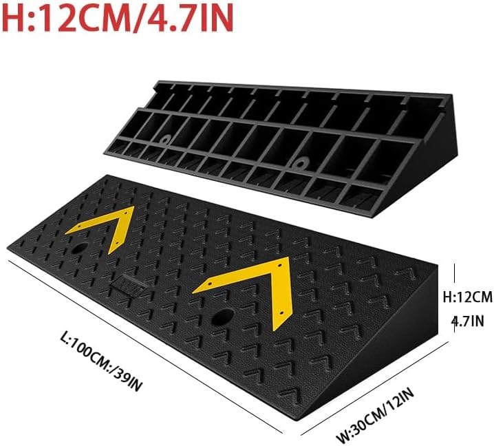 Rubber Car Slope Ramp, Heavy Duty Loading Ramp, 3' 4' 5' 6' Rise Height Threshold Ramp, Wheelchair Ramp for Home/Door/Floor/Indoor Step(100 * 30 * 12cm/39 * 12 * 4.7in)