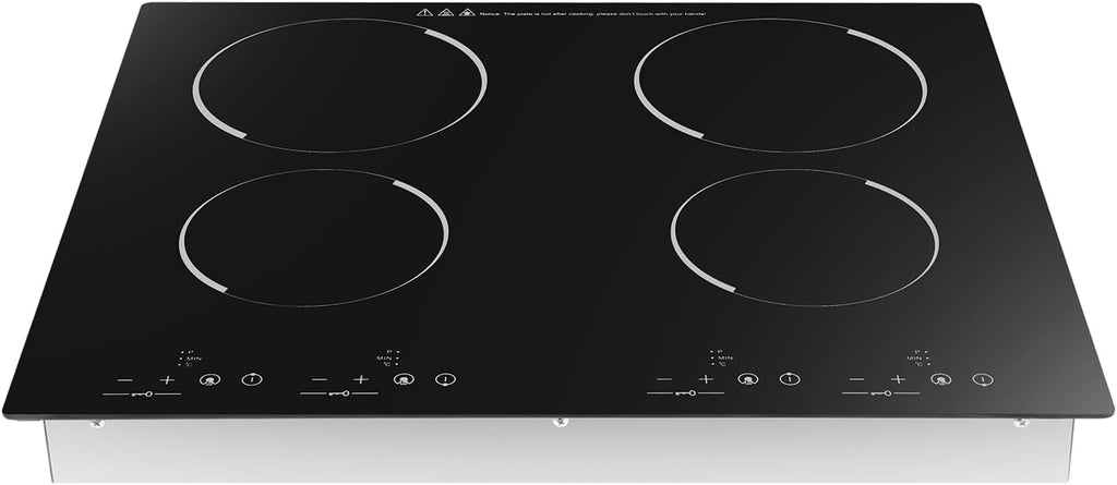 4 Burners Induction Cooktop with Touch Control, 110V Built-in Ceramic Cooktop Electric Stove Top with 9 Power Levels Adjustable Temperature for Cooking, Black(L 22.24' x W 19.49')