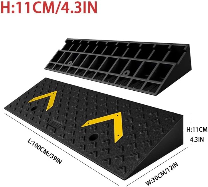 Rubber Car Slope Ramp, Heavy Duty Loading Ramp, 3' 4' 5' 6' Rise Height Threshold Ramp, Wheelchair Ramp for Home/Door/Floor/Indoor Step(100 * 30 * 11cm/39 * 12 * 4.3in)