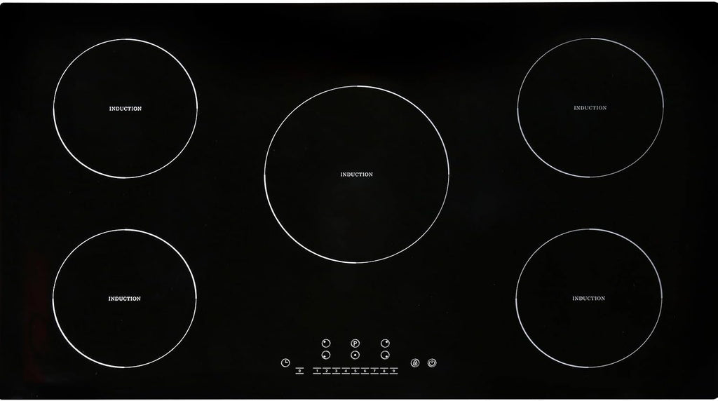 Happybuy Electric Cooktop, 5 Burners, 36'' Induction Stove Top, Built-in Magnetic Cooktop 9200W, 9 Heat Levels, Multifunctional Burner, LED Touch Controls with Child Lock & Overheat Protection