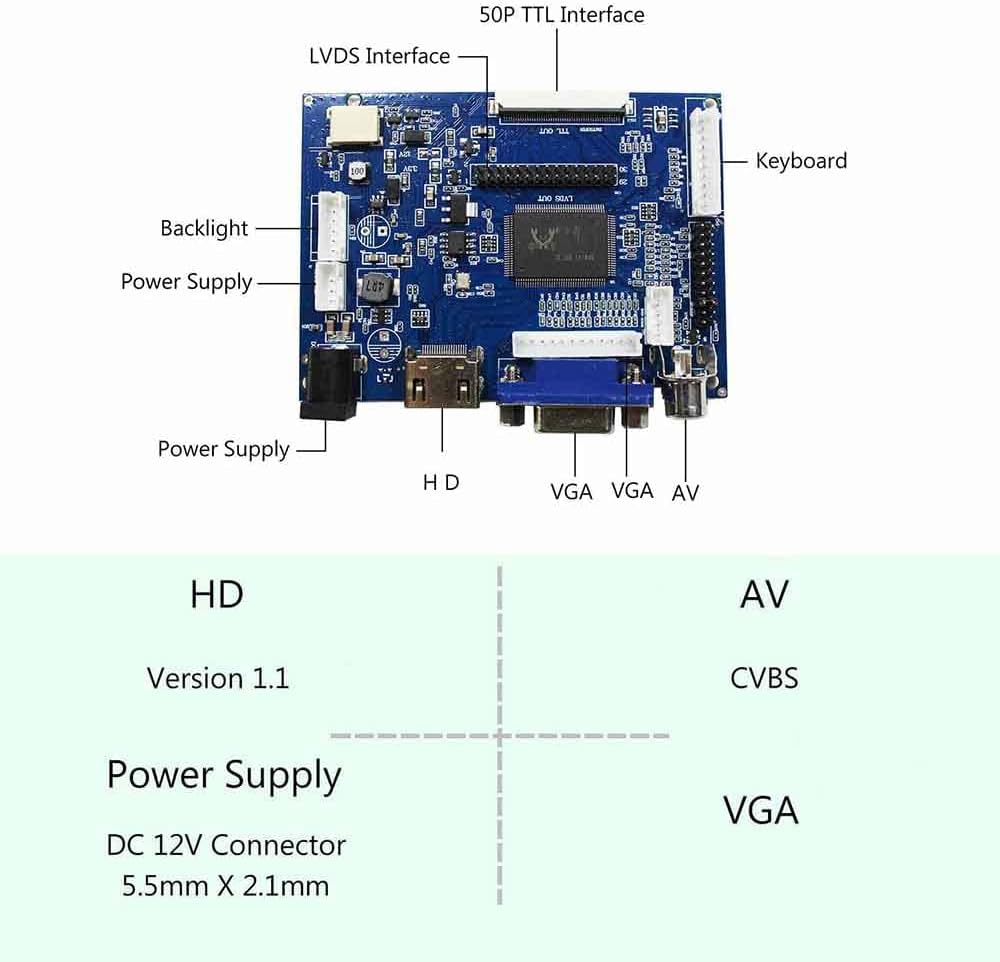 VSDISPLAY 12.3 Inch Touchscreen IPS Stretched Bar LCD 1920x720 Monitor for Secondary Display,with VGA AV Controller Board VS-TY2662-V1