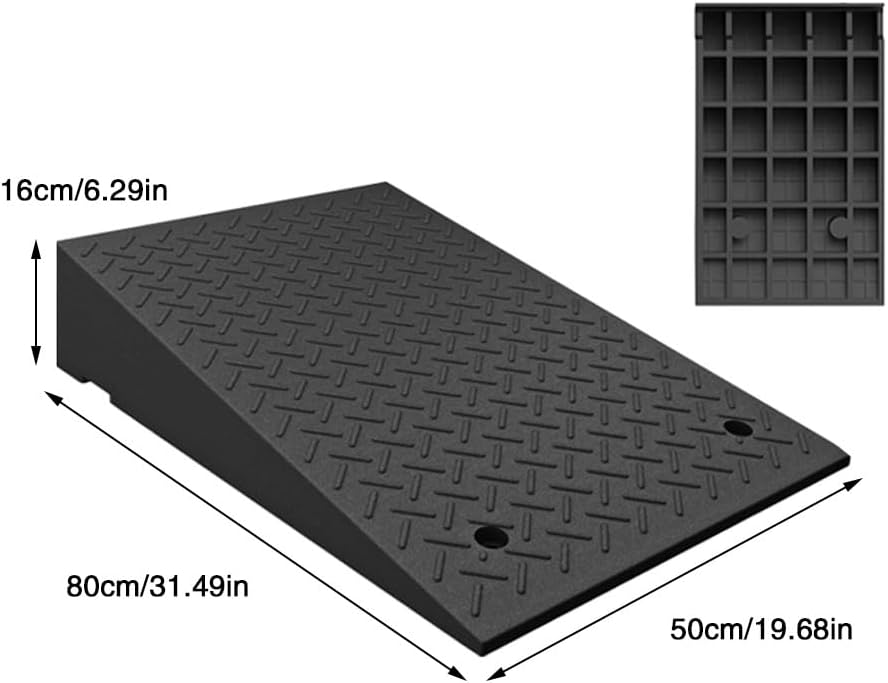 Heavy Duty Rubber Car Curb Ramps Portable Threshold Ramp Loading Ramp Slope Motorcycle Pad for Driveway Sidewalk Loading Dock Black(19.7x31.5x6.3in)