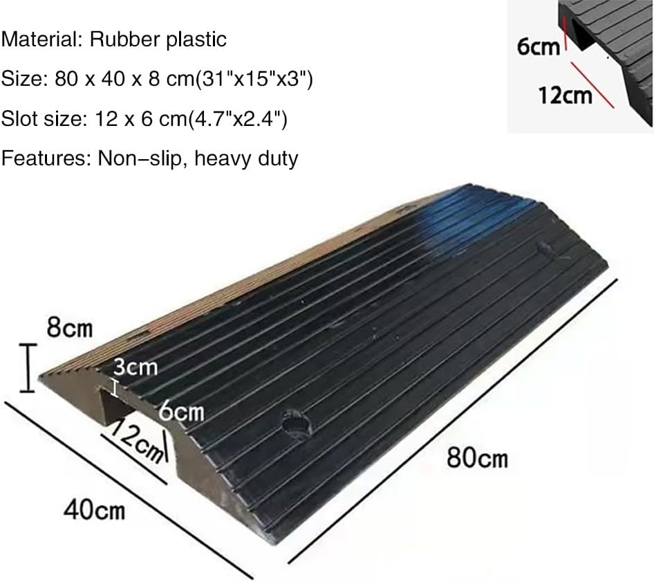 3' 4' Rise Bridge Ramp Transition Threshold Ramp for Doorway | Rubber Wheelchair Ramp Non-Slip Textured Surface Curb Ramps for Door, Entryway, Steps, Handicap(80x40x8cm(31'x15'x3'))